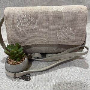 Liz Claiborne Cream Floral Convertible Crossbody Bag